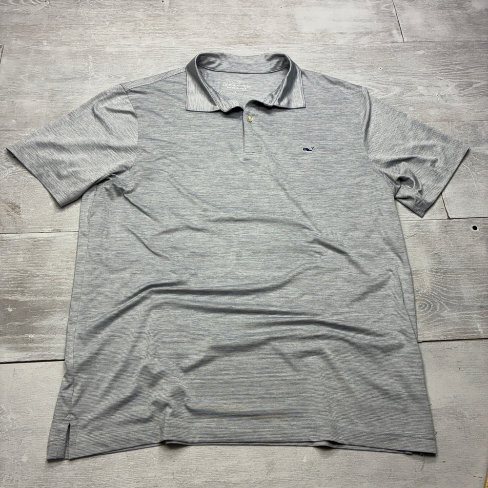Vineyard Vines Performance Polo Mens Large Gray Heathered Spacedye Golf Shirt